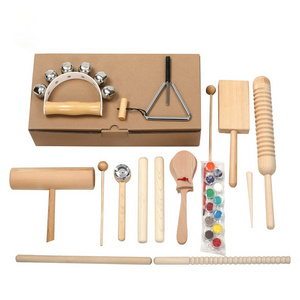 education Wholesale wooden natural children musical instruments percussion set