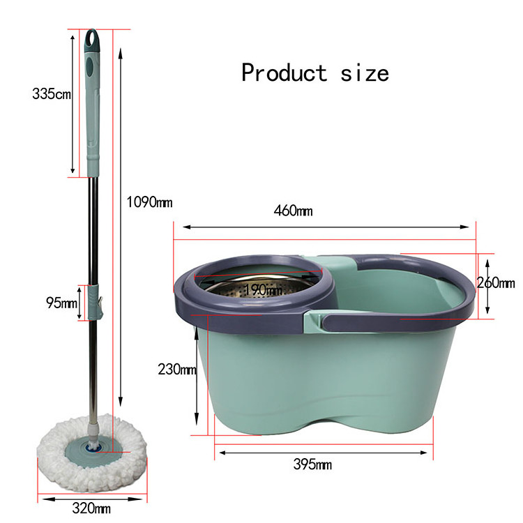 Factory Wholesale With Stainless Steel Mop Stick 360 degree floor mop Magic Rotating Mop Bucket