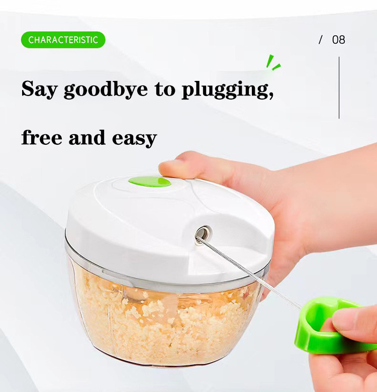 Portable Manual Hand  500ml Food Processor Onion Pulling Slicer Salad Vegetable Chopper