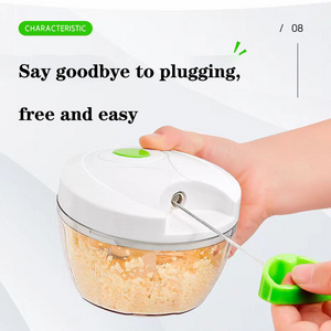 Multi-Functional Manual Food Processor Hand-powered Crank Chopper Mincer Blender for Vegetables Meat Fruits Nuts Herbs Onions