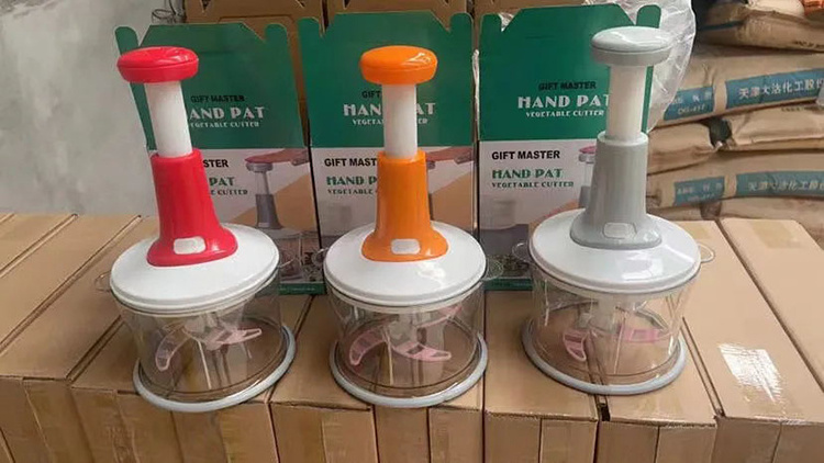 Customization Multifunction Garlic Grinding  Plastic Hand-press Down Food Cutter & Vegetable Manual Push Chopper