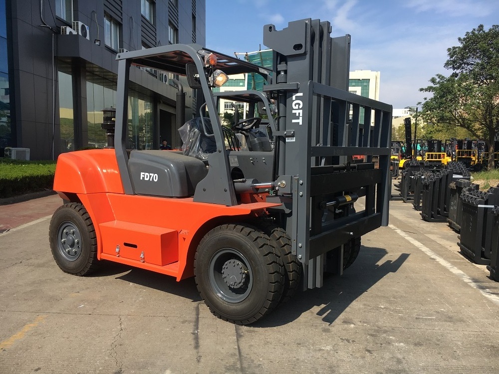 Factory cost Isuzu Euro 5 engine 6 ton 7 ton 8 ton diesel forklift with 3-6 meter lifting height fork positioner Diesel Forklift