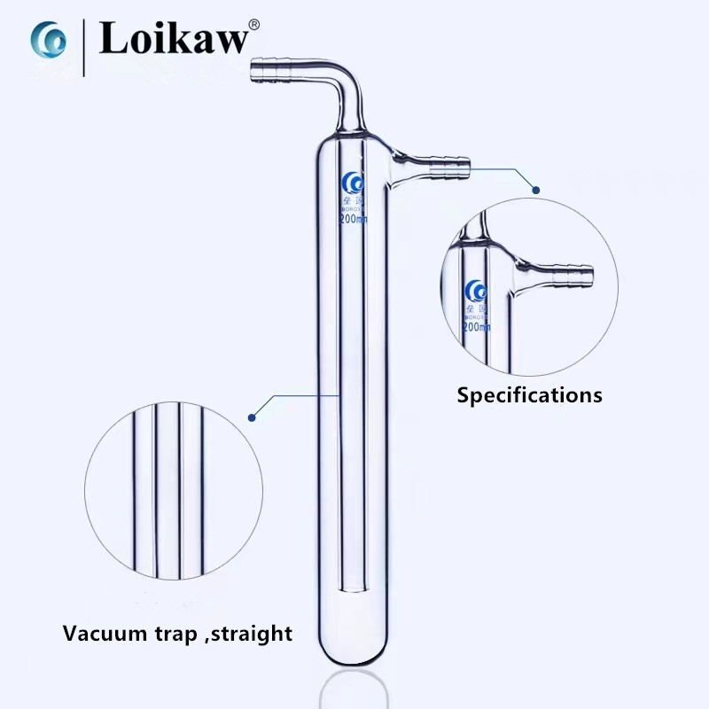 Loikaw100mm 200mm 250mm  300mm 400mm 600mm Glass Straight Vacuum Cold Trap Bubbler