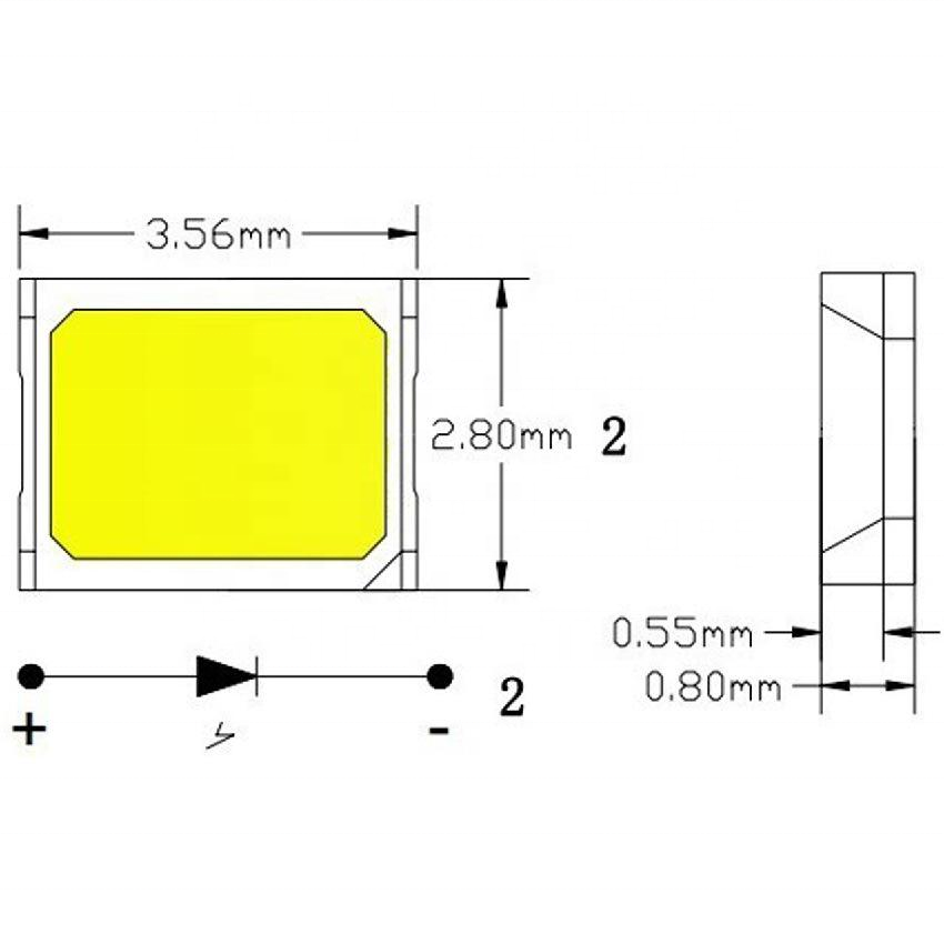 Popular Product Competitive Price Warm White 60-70 LM 100-110MA Smd 2835 3v 0.5w Led Chip for Light Strip Sunset Lamp