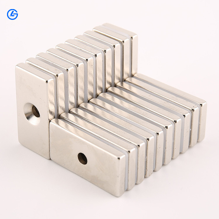 N52 Neodymium Block Magnet with Countersunk Hole Industrial Strong Customized NdFeb Rectangular Pot Channel magnet