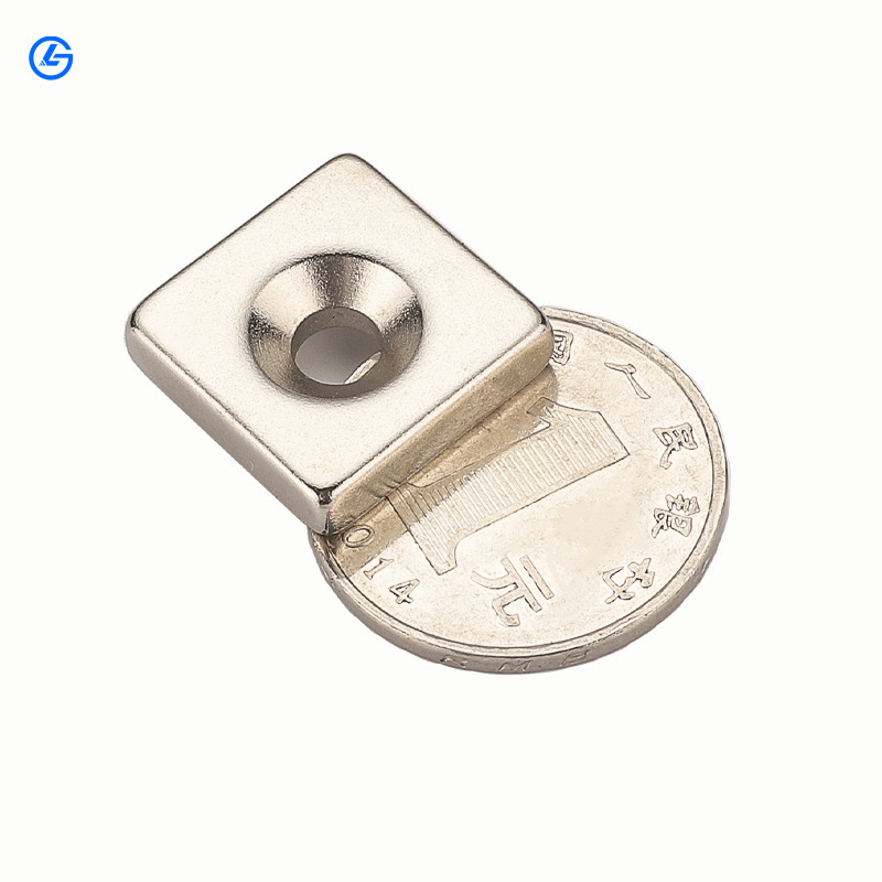 N52 Neodymium Block Magnet with Countersunk Hole Industrial Strong Customized NdFeb Rectangular Pot Channel magnet