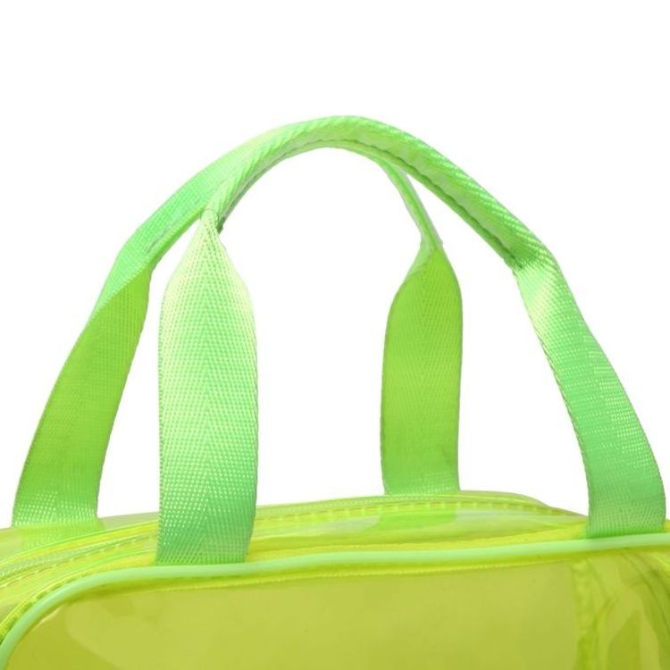 Fashion Women Custom Printed Plastic Transparent Swimming Shopping Waterproof Summer Travel Zip PVC Tote Neon Large Beach Bag