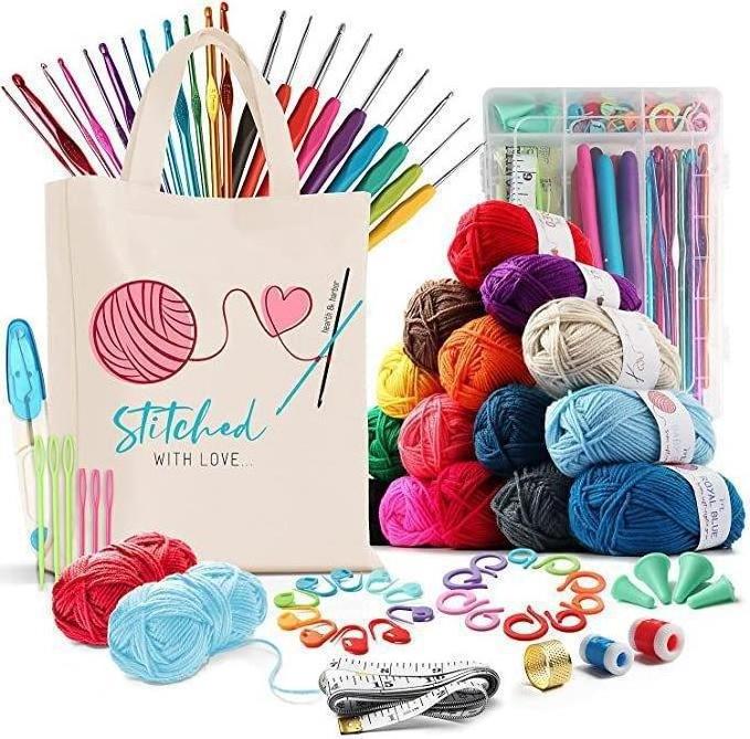 Wholesale 73 Pcs Knitting & Sewing DIY Crafts Accessories Kit Crochet Set with Crochet Yarn And Crochet Hook Set