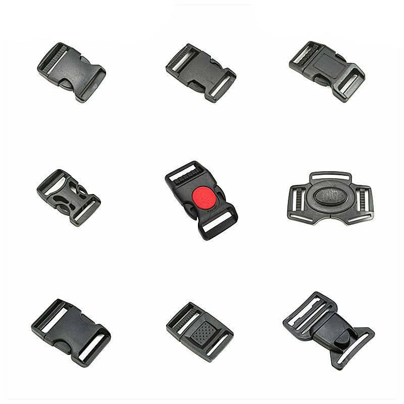 Wholesale different size black bag belt buckles black adjustable release plastic accessories recycled  buckle for webbing