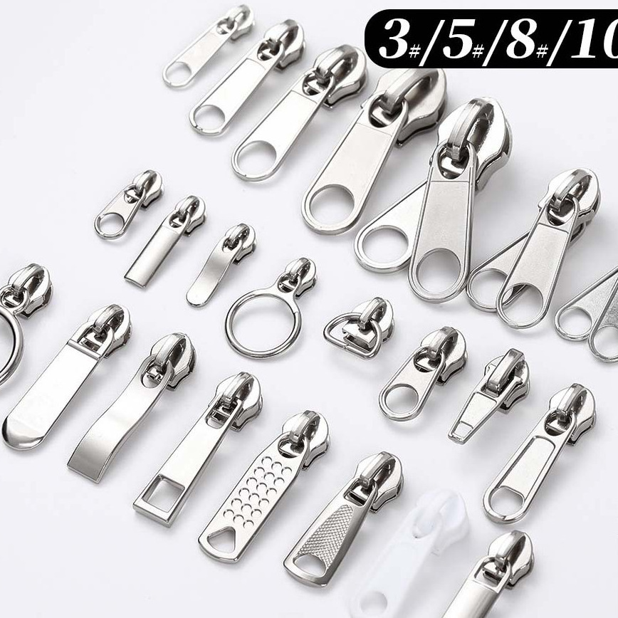 Custom logo zinc alloy zipper slider lock head zipper puller metal zipper pull for backpacks luggage