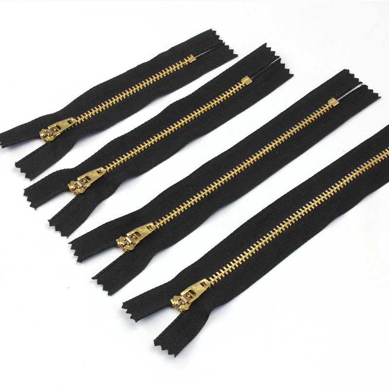 Wholesale 3# 5# brass auto lock zipper metal closed end zipper for jeans