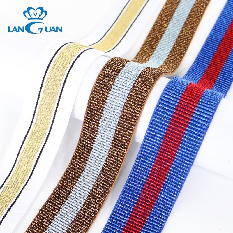 3.4 inch glitter metallic custom elastic bands for clothing