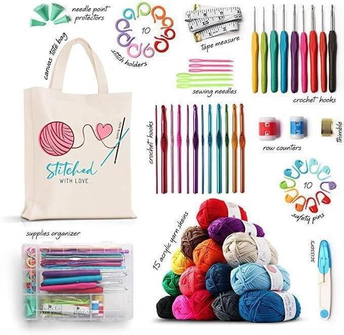 Wholesale 73 Pcs Knitting & Sewing DIY Crafts Accessories Kit Crochet Set with Crochet Yarn And Crochet Hook Set