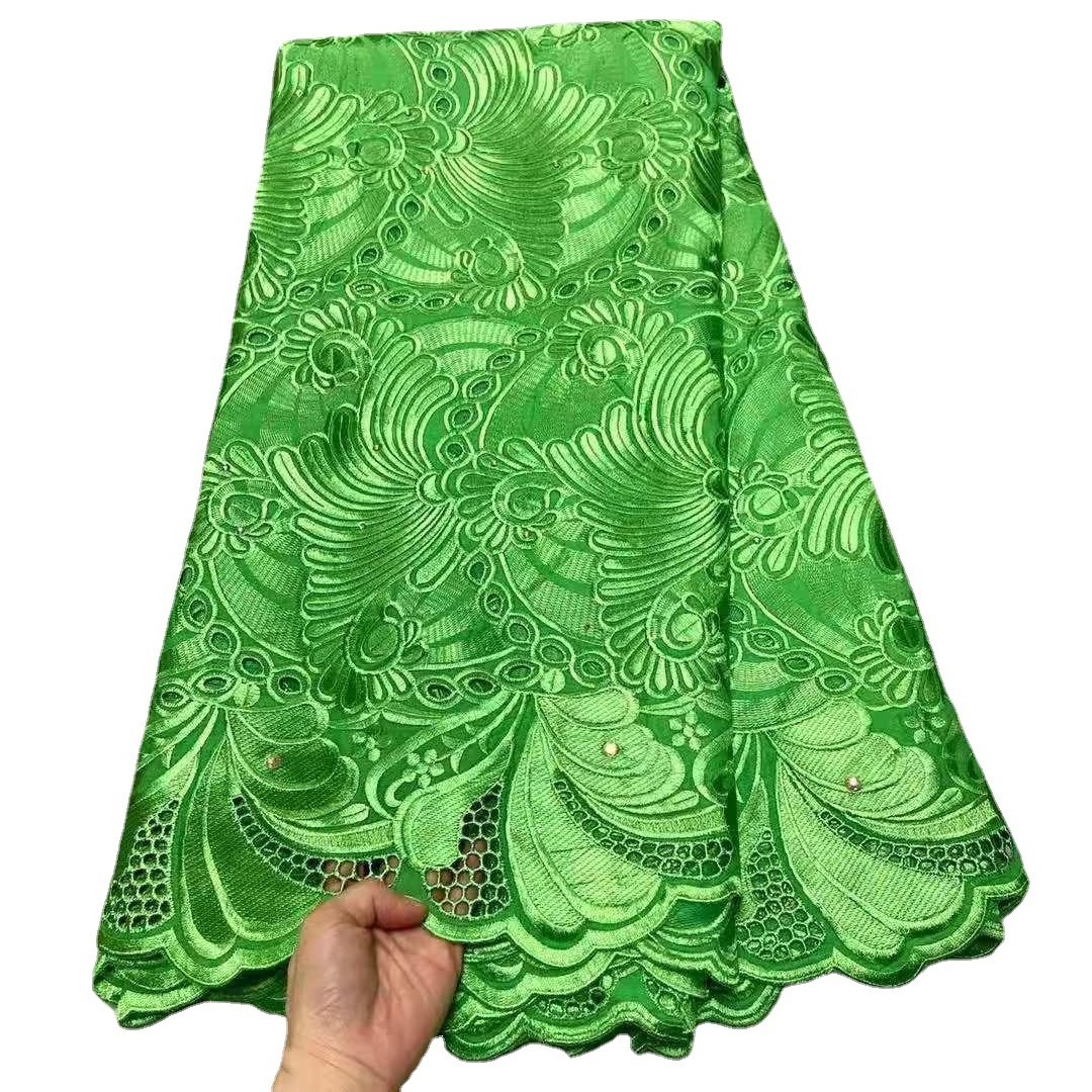 Wholesale 2022 Custom Color Swiss Voile African Nigerian Cotton Wedding Lace Fabric With Acrylic Diamond