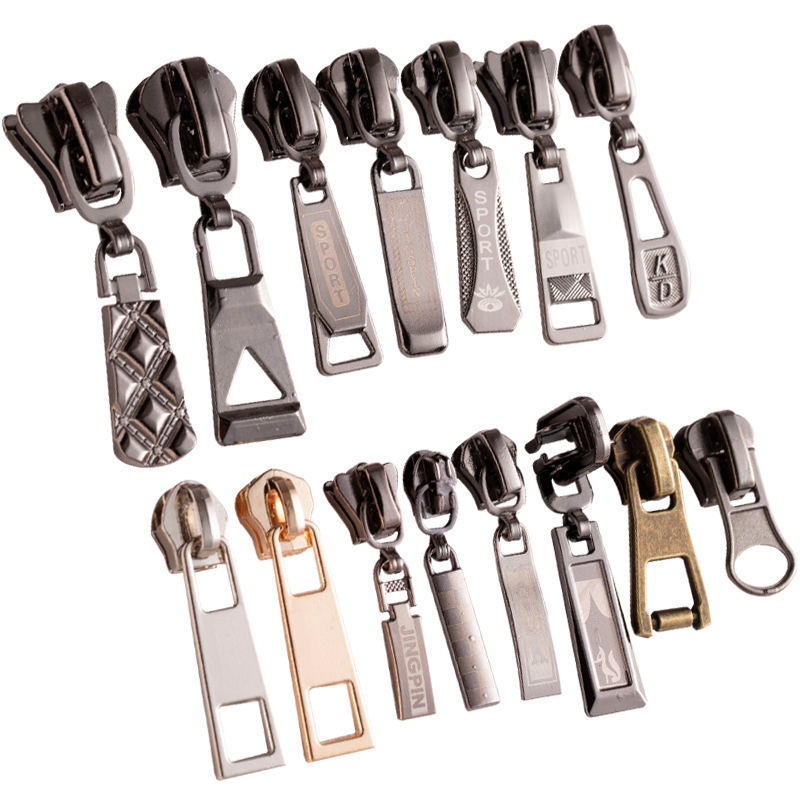 Custom logo zinc alloy zipper slider lock head zipper puller metal zipper pull for backpacks luggage