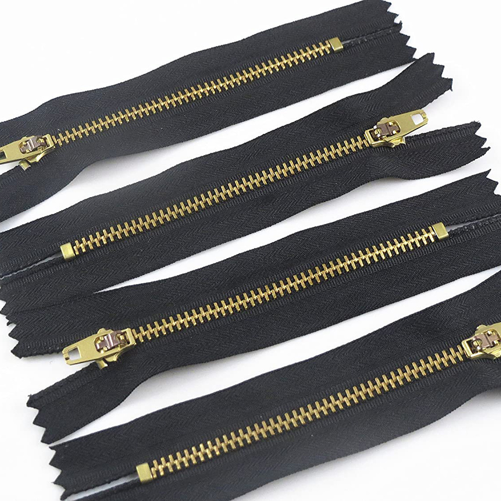 Wholesale 3# 5# brass auto lock zipper metal closed end zipper for jeans