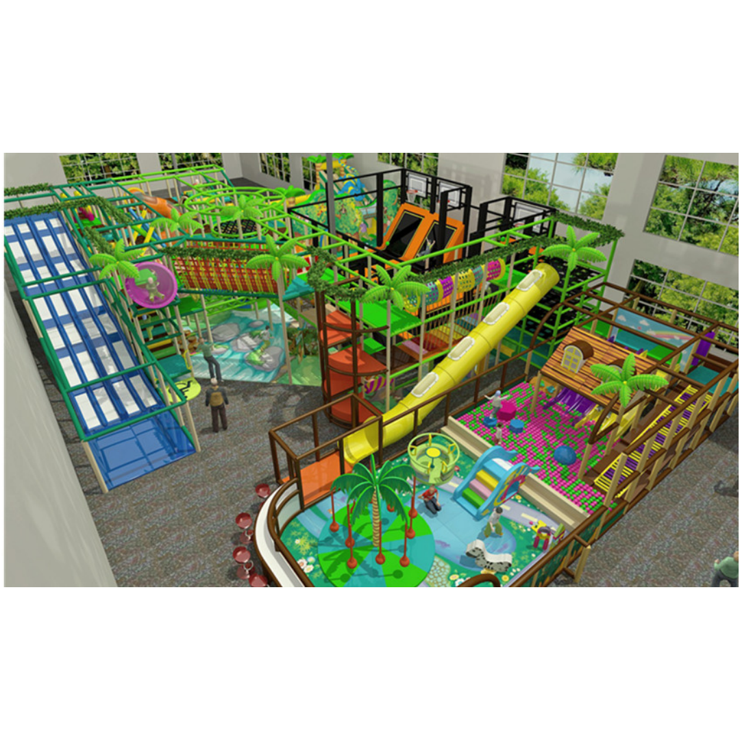 Wholesale Kids Adult Trampoline Park Indoor Commercial Games With Slide Swing Rectangle