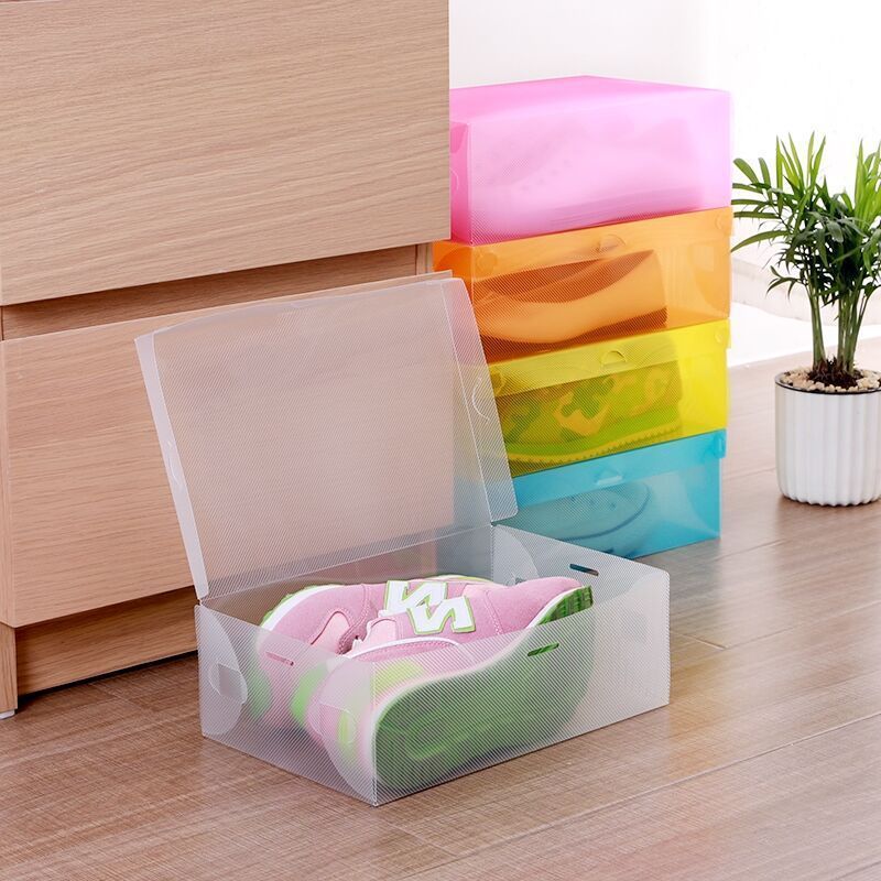 Thick transparent  clamshell type plastic shoe box drawer type men's and women's shoes boots storage shoe box home day