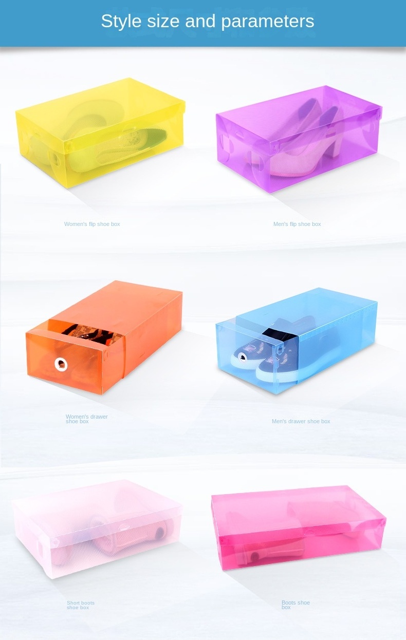 Thick transparent  clamshell type plastic shoe box drawer type men's and women's shoes boots storage shoe box home day