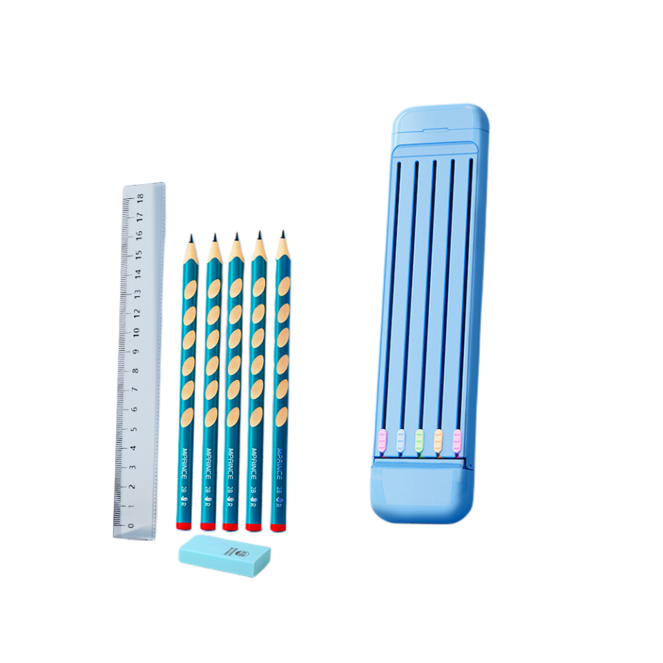 Pencil pencil case set ruler pencil eraser 4-piece set school supplies for primary school students