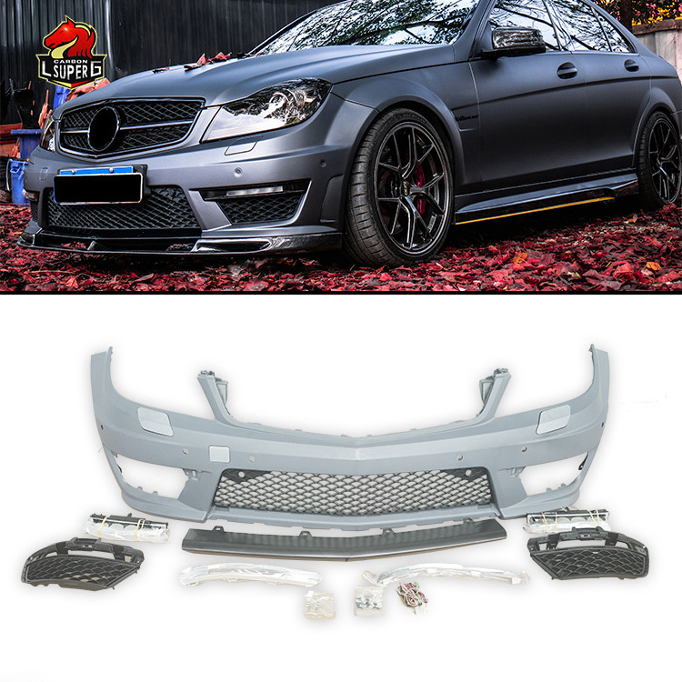 AMG C63 Style Body kit For Mercedes-Benz C Class W204 2008-2013 PP Facelift Front Bumper Rear Bumper Rear Diffuser Side Skirts