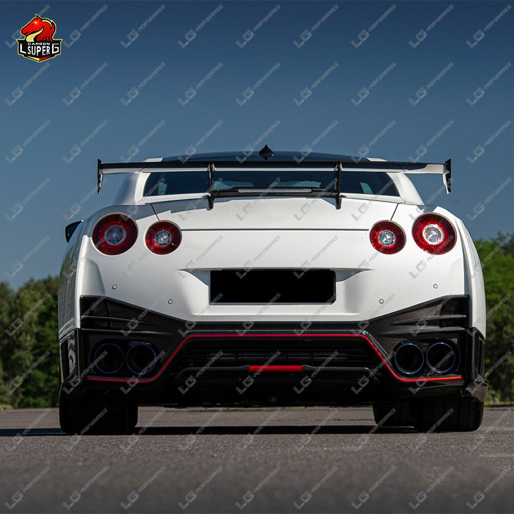 Car bumper for Nissan GTR R35 upgrade to NISM style body kit half carbon Plastic side skirt spoiler front lip diffuser