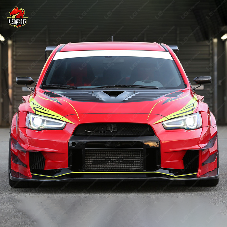 V Style wide Body kit for Mitsubishi EVO X 2007y -2016y Front Bumper Rear Bumper Rear wing