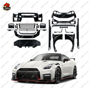 Car bumper for Nissan GTR R35 upgrade to NISM style body kit half carbon Plastic side skirt spoiler front lip diffuser