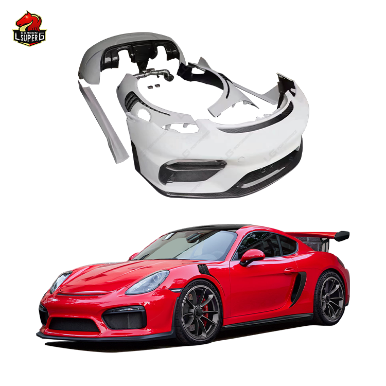 GT4 Style Body Kit for Porsche Cayman Boxster 981 718 Half Carbon Fiber Front Bumper Fender Rear Bumper Bodykit