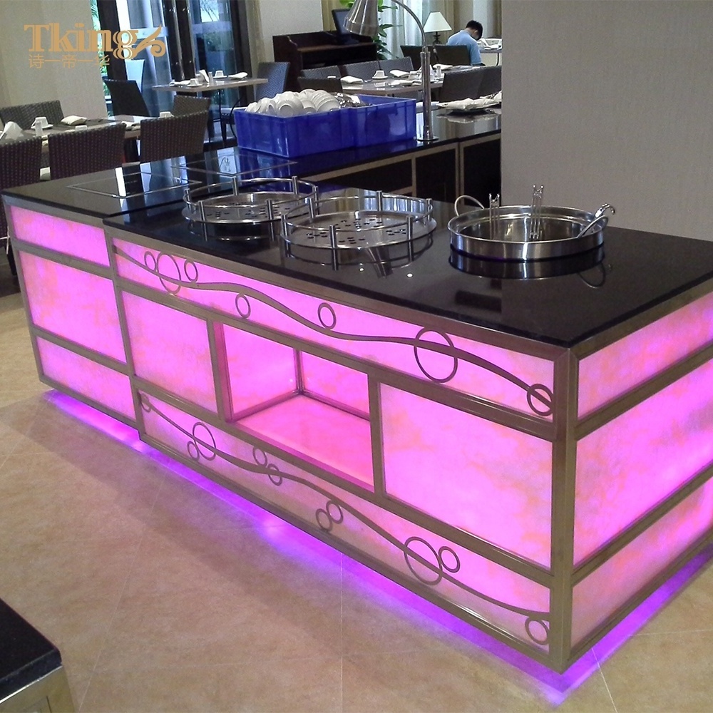 Tking Stainless Steel hotel restaurant bar LED buffet station counter equipment