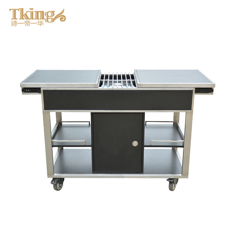 High Quality Customize Restaurant Catering  Equipment Suppliers Hotel Cooking Flambe Food Service Trolley