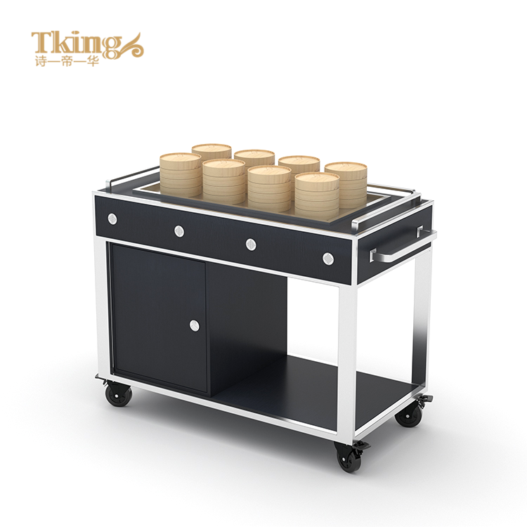 Star hotel high-end custom stainless steel Banquet hall hotel  dim sum food warmer trolley