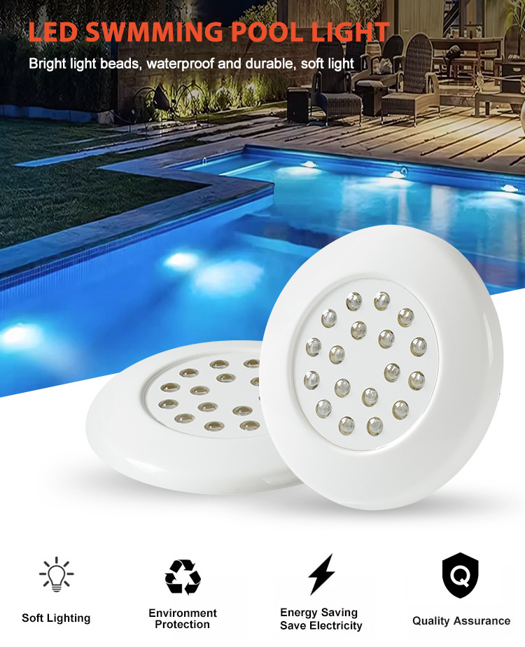 Ultra Thin Resin Filled LED Pool Lamp DC12V Reflector Waterproof IP68 Remote Control RGB Swimming Pool Light