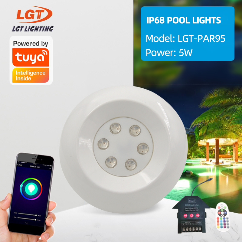 Google Play Alexa Compatible Wifi Smart App Music control DC12V IP68 Waterproof Underwater Spa RGB Led swimming Tuya Pool Light