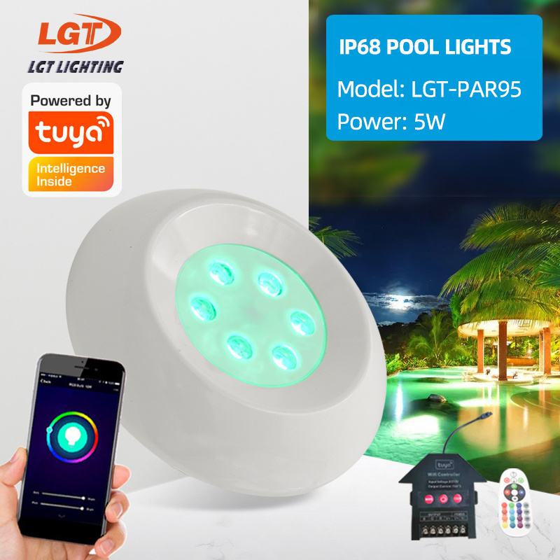 Google Play Alexa Compatible Wifi Smart App Music control DC12V IP68 Waterproof Underwater Spa RGB Led swimming Tuya Pool Light