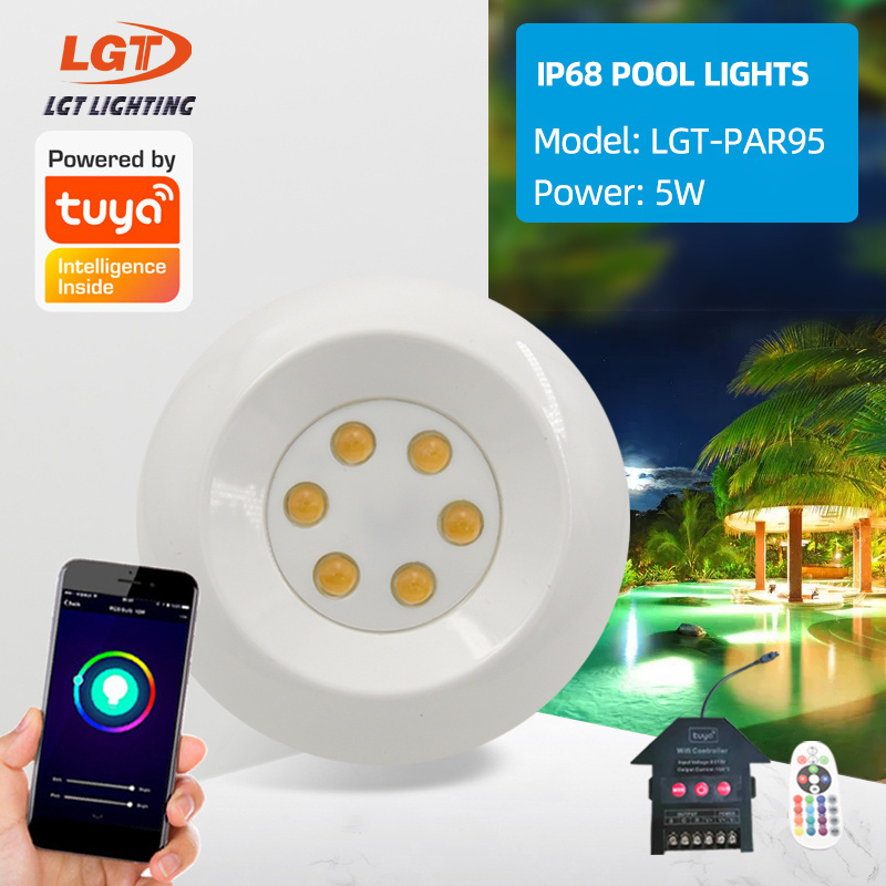 Google Play Alexa Compatible Wifi Smart App Music control DC12V IP68 Waterproof Underwater Spa RGB Led swimming Tuya Pool Light