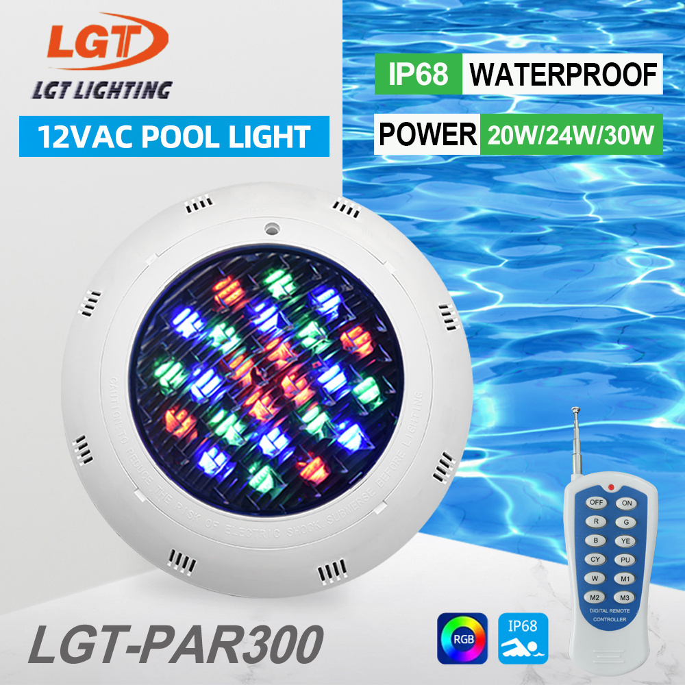 Outdoor Decorative Replacement PC 12v Surface Mounted IP68 waterproof Submersible Underwater Led RGB Spa Swimming Pool Light