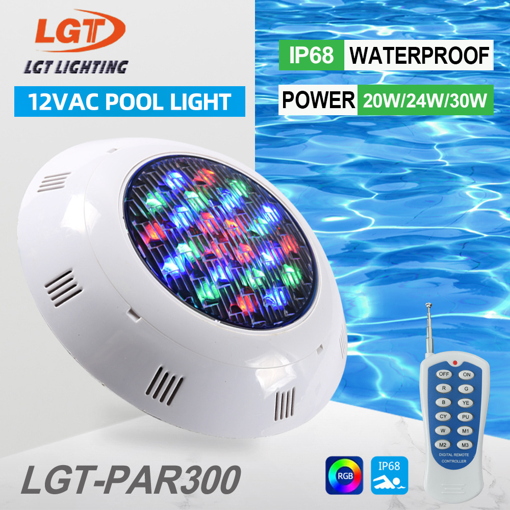 Outdoor Decorative Replacement PC 12v Surface Mounted IP68 waterproof Submersible Underwater Led RGB Spa Swimming Pool Light