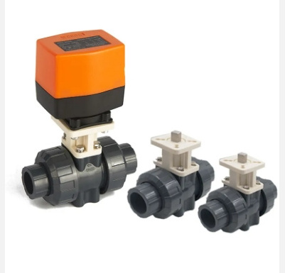 Electric Actuator Motorized PVC Valves 2 Way Motor Operated Control Plastic Ball Valve DN25 DN20 DN15