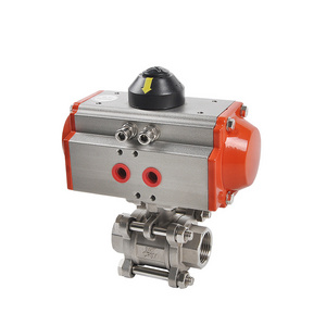 Air Operated Valve Threaded Stainless Steel Water Pneumatic Actuators Single Double Acting 3-piece Ball Valve pneumatic