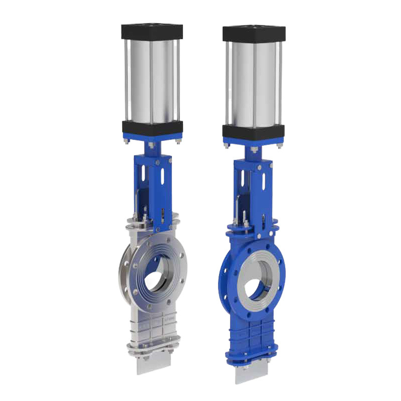 PN10 8 inch Pneumatic Operated Knife Gate Valve WCB SS304 Pneumatic cylinder Air Control double flange lug Knife Gate Valve