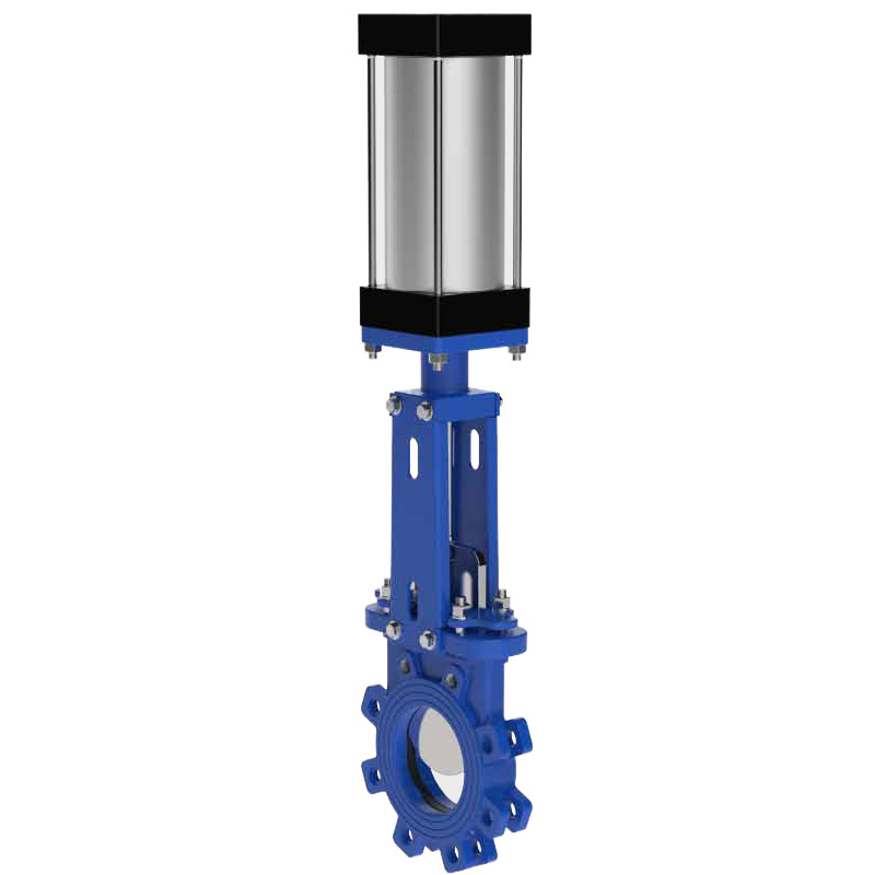 PN10 8 inch Pneumatic Operated Knife Gate Valve WCB SS304 Pneumatic cylinder Air Control double flange lug Knife Gate Valve