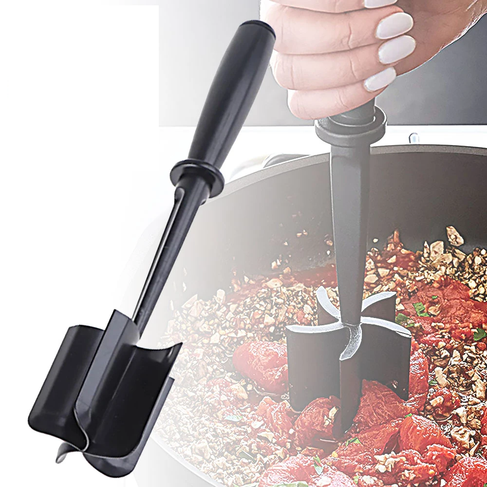 Nylon Multifunctional Black Non-Stick Chopper For Ground Meat Beef Masher Smasher