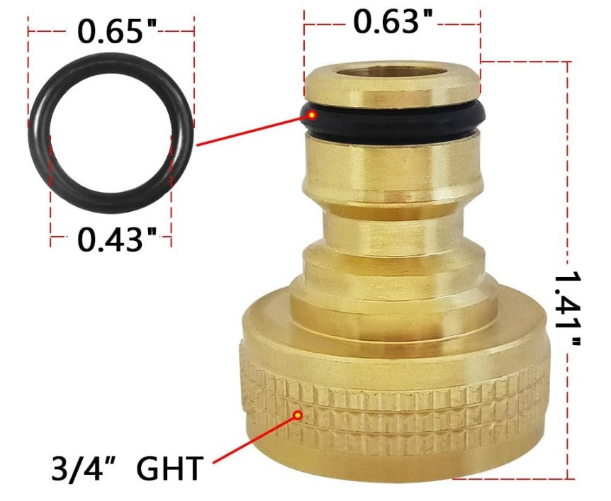 Garden Hose Quick Connector Easy Connect Fitting GHT Brass Male and Female 3/4 Inch Hexagon Customized LH Pipe Connector Yellow