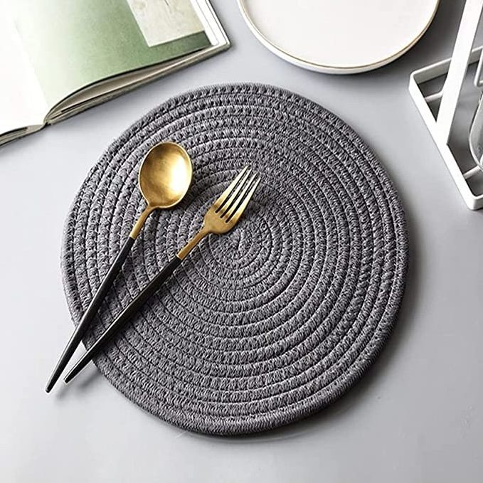 Handmade Cotton Woven Placemats Round Insulation Pads Place Mats Dining Table