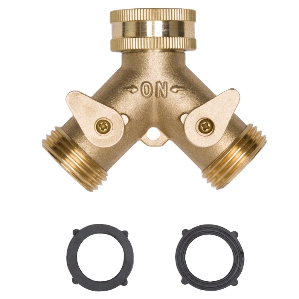 Heavy Duty Brass Garden Hose Connector Tap 2 Way Splitter