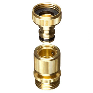 Garden Hose Quick Connector Easy Connect Fitting GHT Brass Male and Female 3/4 Inch Hexagon Customized LH Pipe Connector Yellow