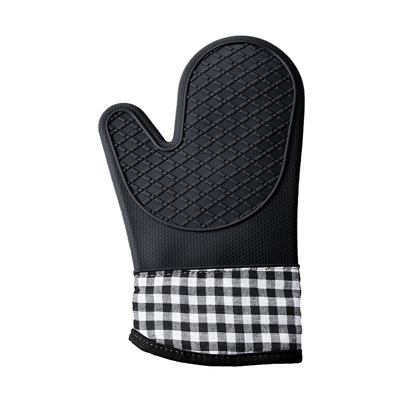 Kitchen Oven Gloves  Silicone  Cotton Double Layer Heat Resistant Oven Mitts BBQ  Grill Gloves silicone baking gloves