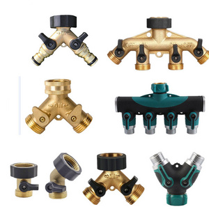 brass Metal tap connector 2 Way  3 way 4 way  Y Valve heavy duty faucet Garden Hose Connector garden hose Splitter