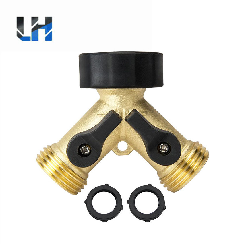 hot sale adjustable brass garden hose Splitter tap connector 2 Way Y Valve Garden Hose Connector